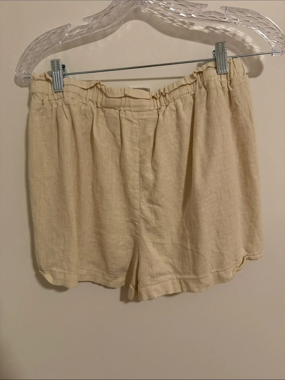 Women's Cream Drawstring Linen-Blend Shorts
